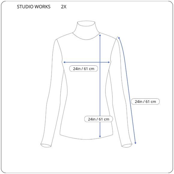 Studio Works Womens Sweater 2X Plus Cardigan Blue Zip Cotton Turtleneck SWE85E - Picture 2 of 9